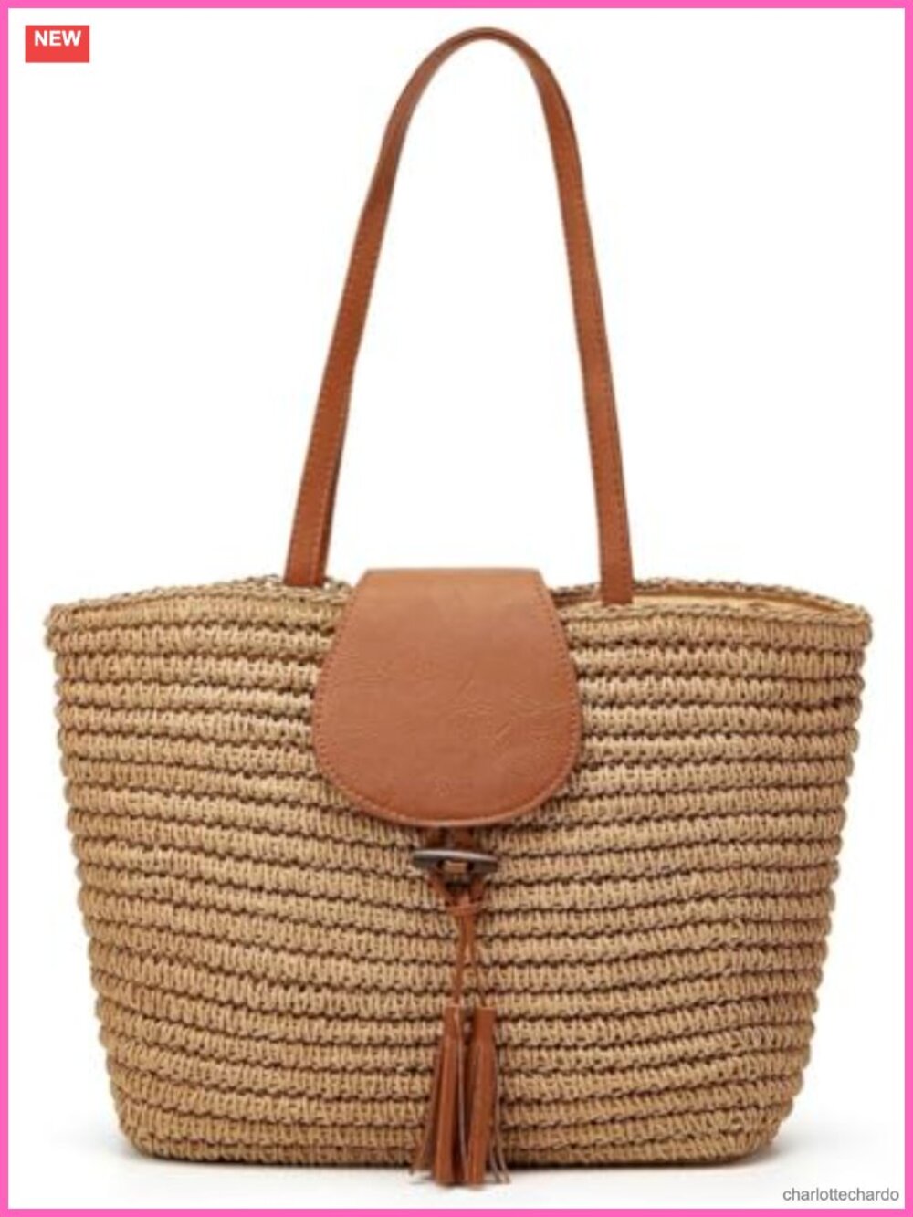 Hand-woven Straw Shoulder Tote Bag for Women Large Beach Purse Vacation Top